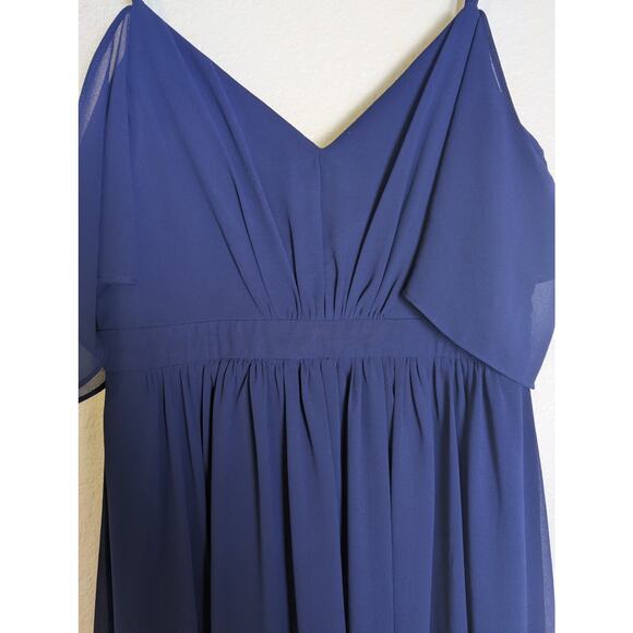 Lulus Ways Of Desire Blue Chiffon Flutter Sleeve Maxi Dress Women Size M Formal - Picture 5 of 10